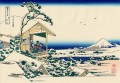maison de thé à Koishikawa le matin après une chute de neige Katsushika Hokusai ukiyoe